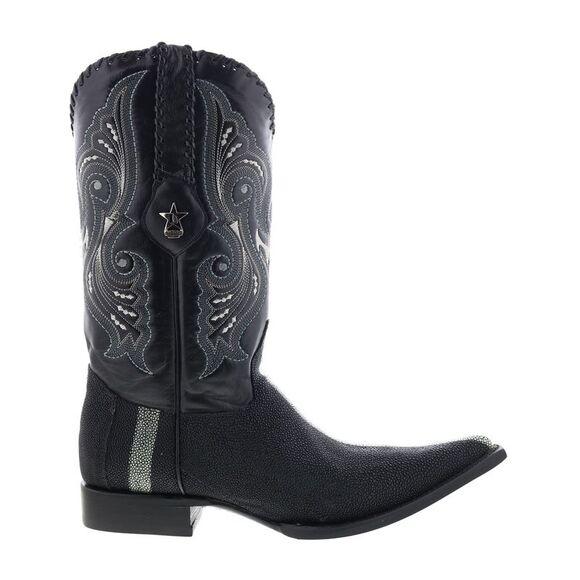 Los Altos Mens 3X Toe Polished Stingray Black Boots (NWT)
